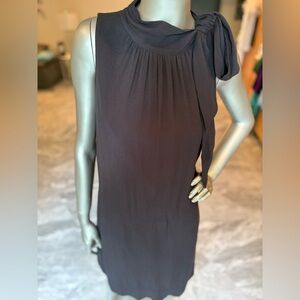 AT Black Sleeveless Shift Dress with Bow Detail